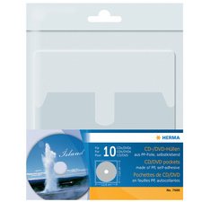 pochette autocollante pour 1 CD/DVD, en PP,