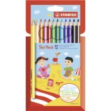 Crayon de couleur Trio long, corps large, étui de 12