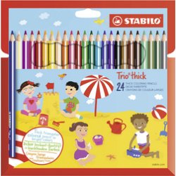 Crayon de couleur triangulaire Trio épais, étui