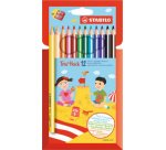 Crayon de couleur Trio long, corps large, étui de 24