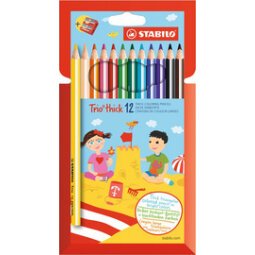 Crayon de couleur Trio long, corps large, étui de 24