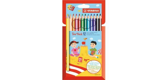 Crayon de couleur Trio long, corps large, étui de 24