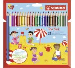 Crayon de couleur Trio long, corps large, étui de 24