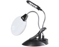 Loupe de table avec lampe LED, avec serre-joint, noir