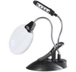 Loupe de table avec lampe LED, avec serre-joint, noir
