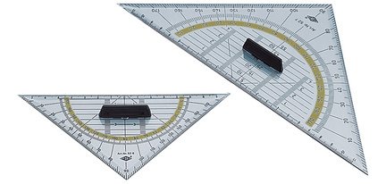 Equerre géométrique, hypoténuse 250 mm,poignée amovible