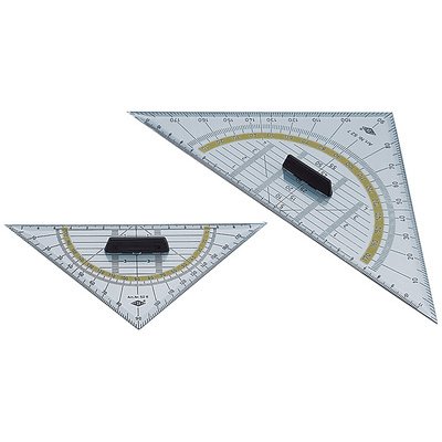 Geodriehoek, schuine zijde: 160 mm, afneembare handgreep