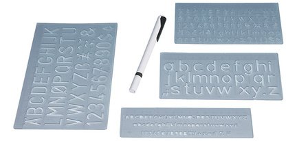 Kit normographe, hauteur de caractères: 5, 10 et 20 mm