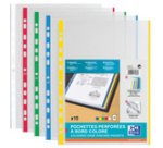 Pochettes perforées A4 avec bande colorée, PP, 0,09 m