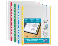 Pochettes perforées A4 avec bande colorée, PP, 0,09 m