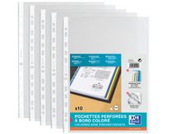 Hoesjes met perforatierand, A4, met kleurstrook, PP, 0,09 mm, rood