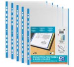 Hoesjes met perforatierand, A4, met kleurstrook, PP, 0,09 mm, blauw