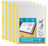 Hoesjes met perforatierand, A4, met gele kleurstrook, PP, 0,09 mm, geel