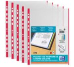 Pochettes perforées A4 avec bande colorée, PP, 0,09 m