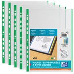 Hoesjes met perforatierand, A4, met kleurstrook, PP, 0,09 mm, groen
