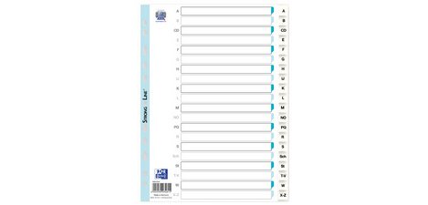 ELBA Intercalaires en plastique, A-Z, A4, blanc, 20 touches