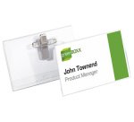 Porte-badge avec clip & épingle, 90 x 54 mm