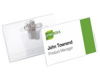 Porte-badge avec clip & épingle, 40 x 75 mm