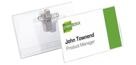 Porte-badge avec clip & épingle, 40 x 75 mm