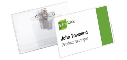 Porte-badge avec clip & épingle, 90 x 54 mm