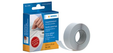 Ruban adhésif double-face, 12,5 mm x 12 m, blanc