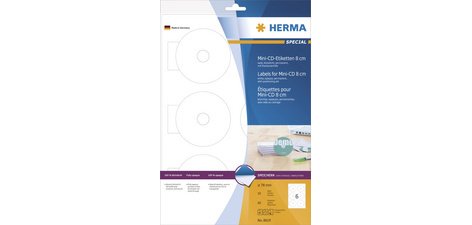 Etiquette pour mini CD/DVD SPECIAL, diamètre: 78 mm
