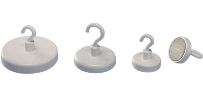 Aimant à crochet, blanc, diamètre: 47 mm