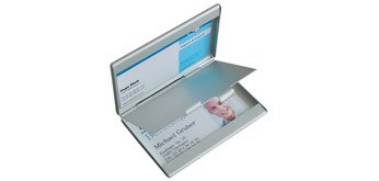 Etui pour cartes de visite 'Twin', aluminium, argent