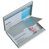 Etui pour cartes de visite 'Twin', aluminium, argent