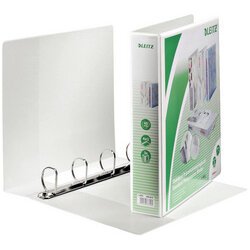 Classeur 4 anneaux cartonné Leitz personnalisable A4 maxi - Dos 4,4 cm blanc