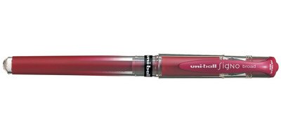 Stylo-bille uniball signo broad écriture large 0.8mm pointe 1mm grip caoutchouc encre gel résistant eau lumière argent
