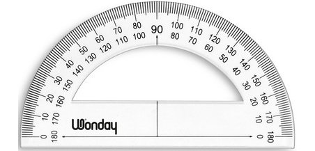 Rapporteur 180 degrés, en plastique, 120 mm