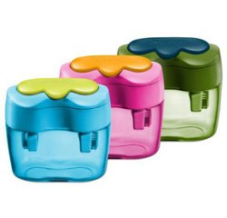 Potloodslijper met 2 gaatjes in plastic ovaal