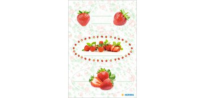 Etiquette de confiture Couronnes de fruits, 76 x 35 mm