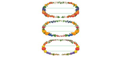 Étiquette de cuisine Corbeille de fruits, 76x35 mm