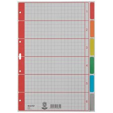 Intercalaires en carton extra solide, blanc, A4, 6