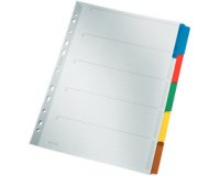 Intercalaires en carton mylar, blanc, A4, gris, 5