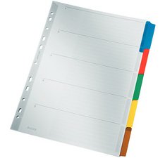Intercalaires en carton mylar, blanc, A4, gris, 5