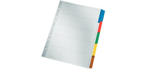 Intercalaires en carton mylar, blanc, A4, gris, 5