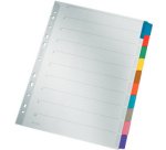 Intercalaires en carton mylar, blanc, A4, gris, 10