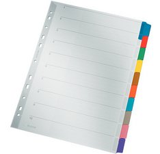 Intercalaires en carton mylar, blanc, A4, gris, 10