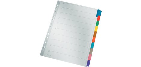 Intercalaires en carton mylar, blanc, A4, gris, 10