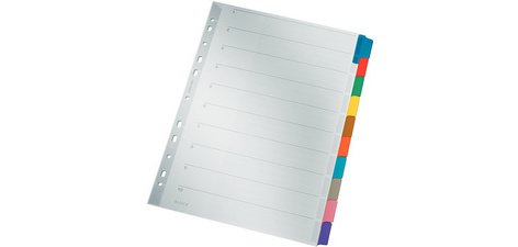 Intercalaires en carton mylar, blanc, A4, gris, 10