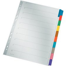 Intercalaires en carton mylar, blanc, A4, gris, 10