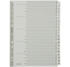 Tabbladen, karton met mylar, A-Z, A4, 20 tabs, grijs