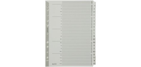 Intercalaires, mylar, carton, A-Z, A4, 20 touches,gris