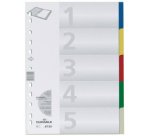 Intercalaires en plastique, A4, PP, 5 touches