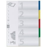 Intercalaires en plastique, A4, PP, 5 touches