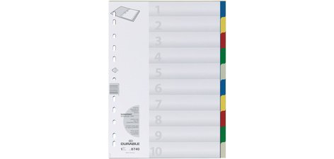 Intercalaires en plastique, A4, PP, 10 touches