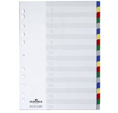 Intercalaires numérotées A4 polypropylène Durable 20 onglets - 1 jeu